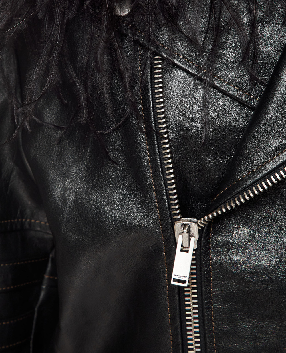 Шкіряна куртка Saint Laurent 706408-YCKG2, чорний колір • Купити в інтернет-магазині Kameron