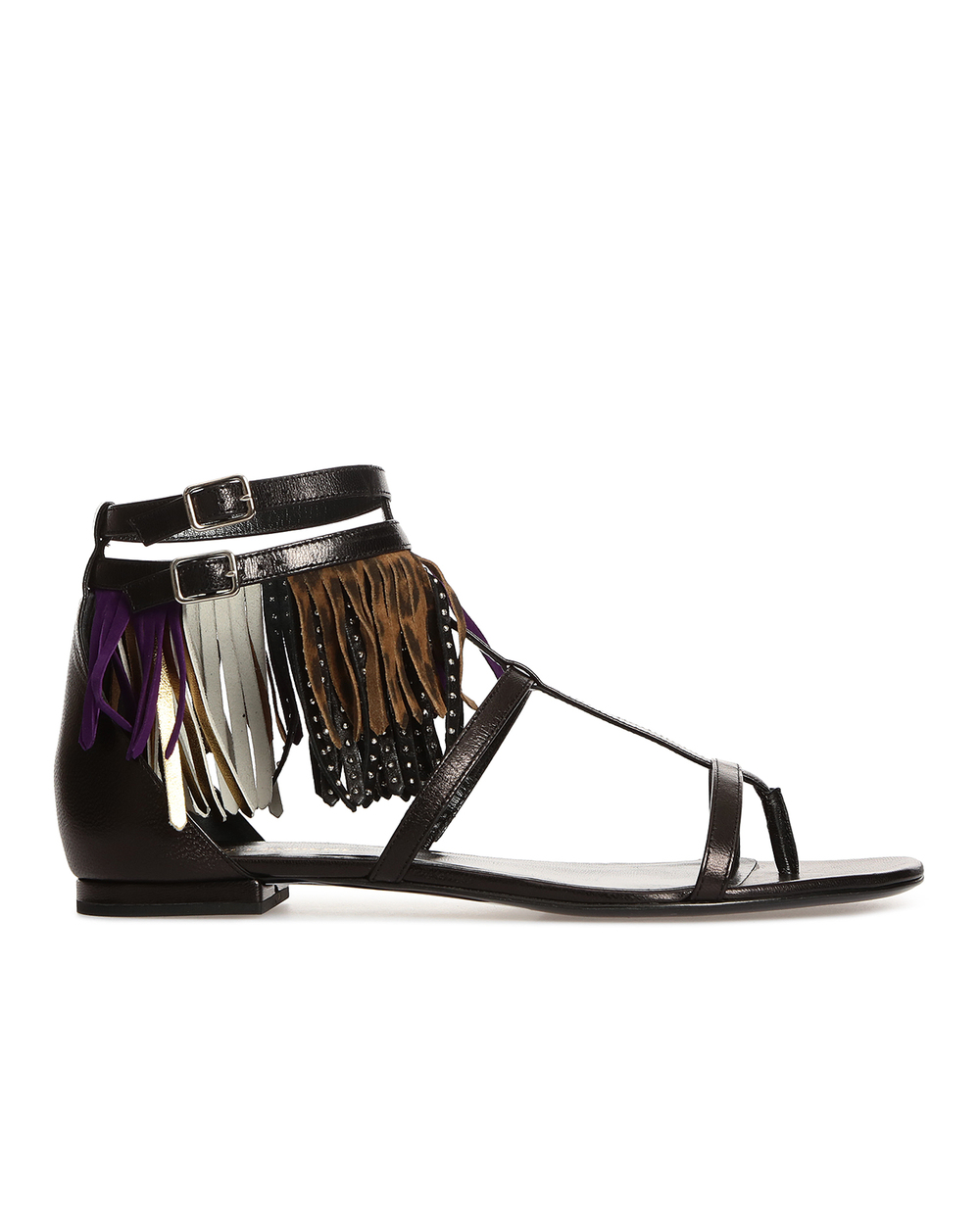 Шкіряні сандалі Saint Laurent 416409-AKPV0, чорний колір • Купити в інтернет-магазині Kameron