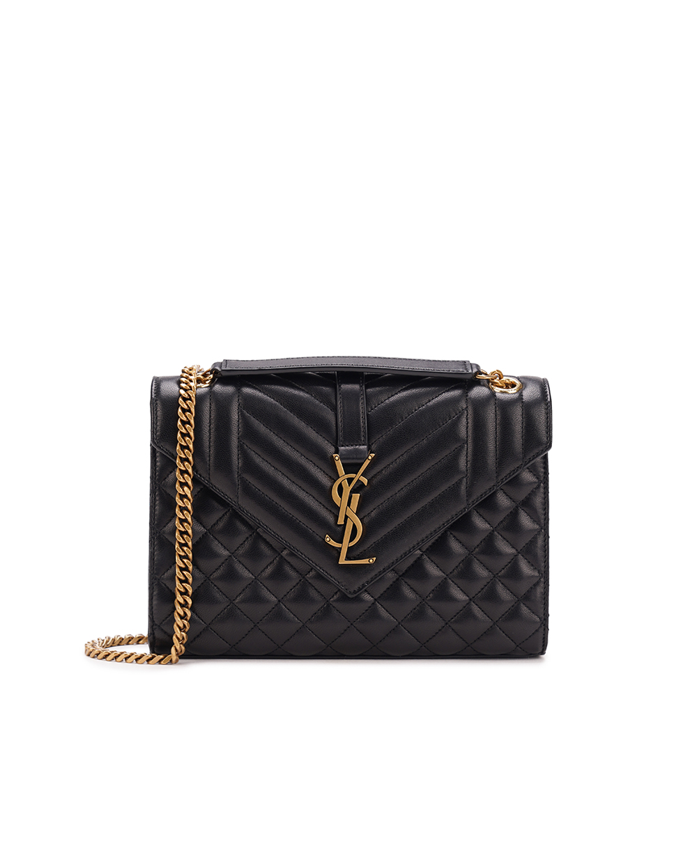 Шкіряна сумка Envelope Medium Saint Laurent 600185-AACT7, чорний колір • Купити в інтернет-магазині Kameron