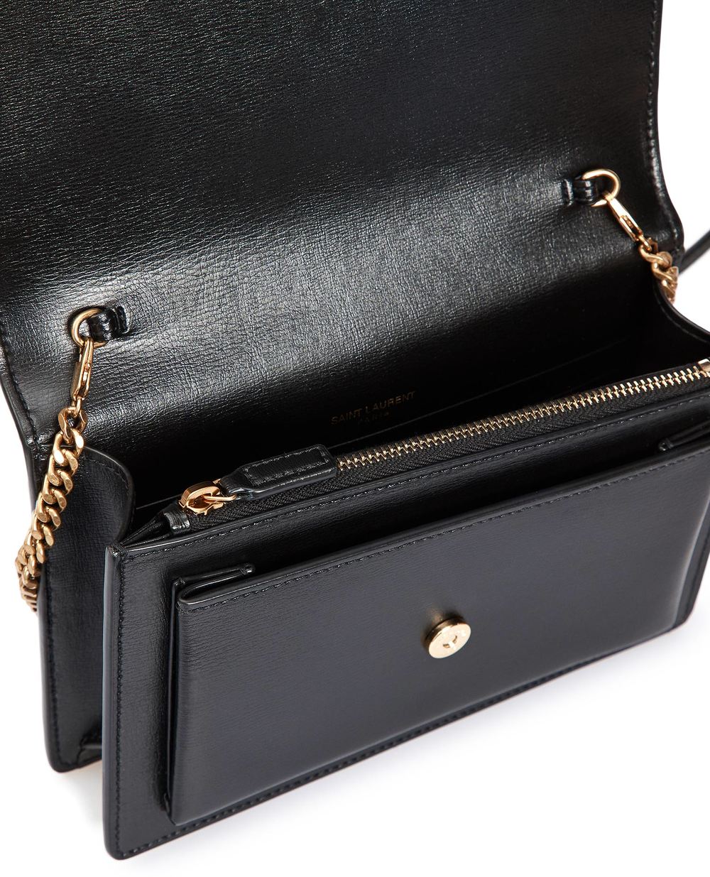 Кожаная сумка Sunset Chain Small Saint Laurent 533026-D422W, черный цвет • Купить в интернет-магазине Kameron