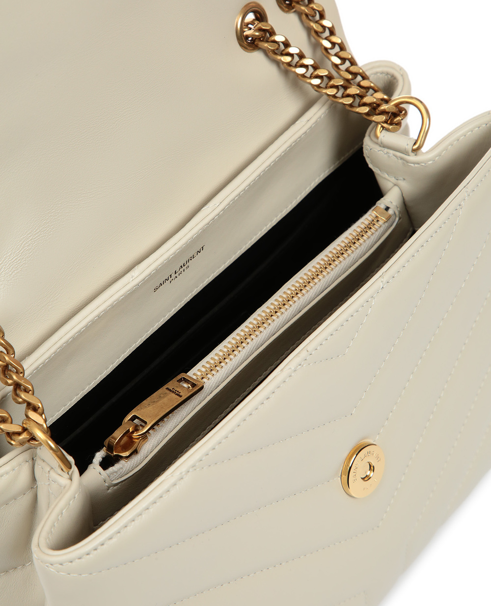 Кожаная сумка Loulou Small Saint Laurent 494699-DV727-, белый цвет • Купить в интернет-магазине Kameron