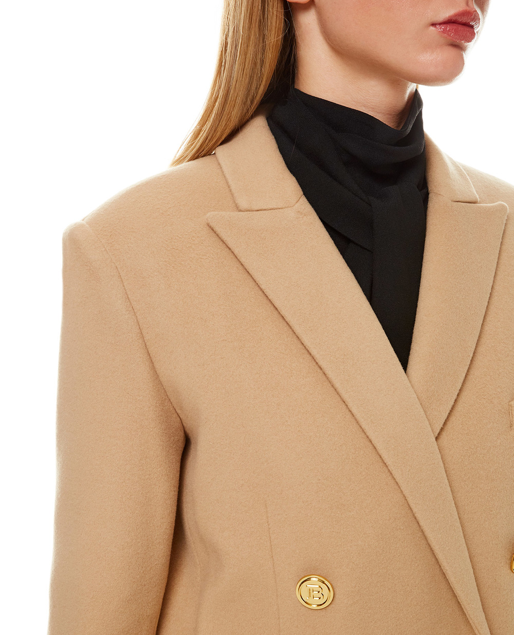 Вовняне пальто Balmain WF1SH010W006, бежевий колір • Купити в інтернет-магазині Kameron