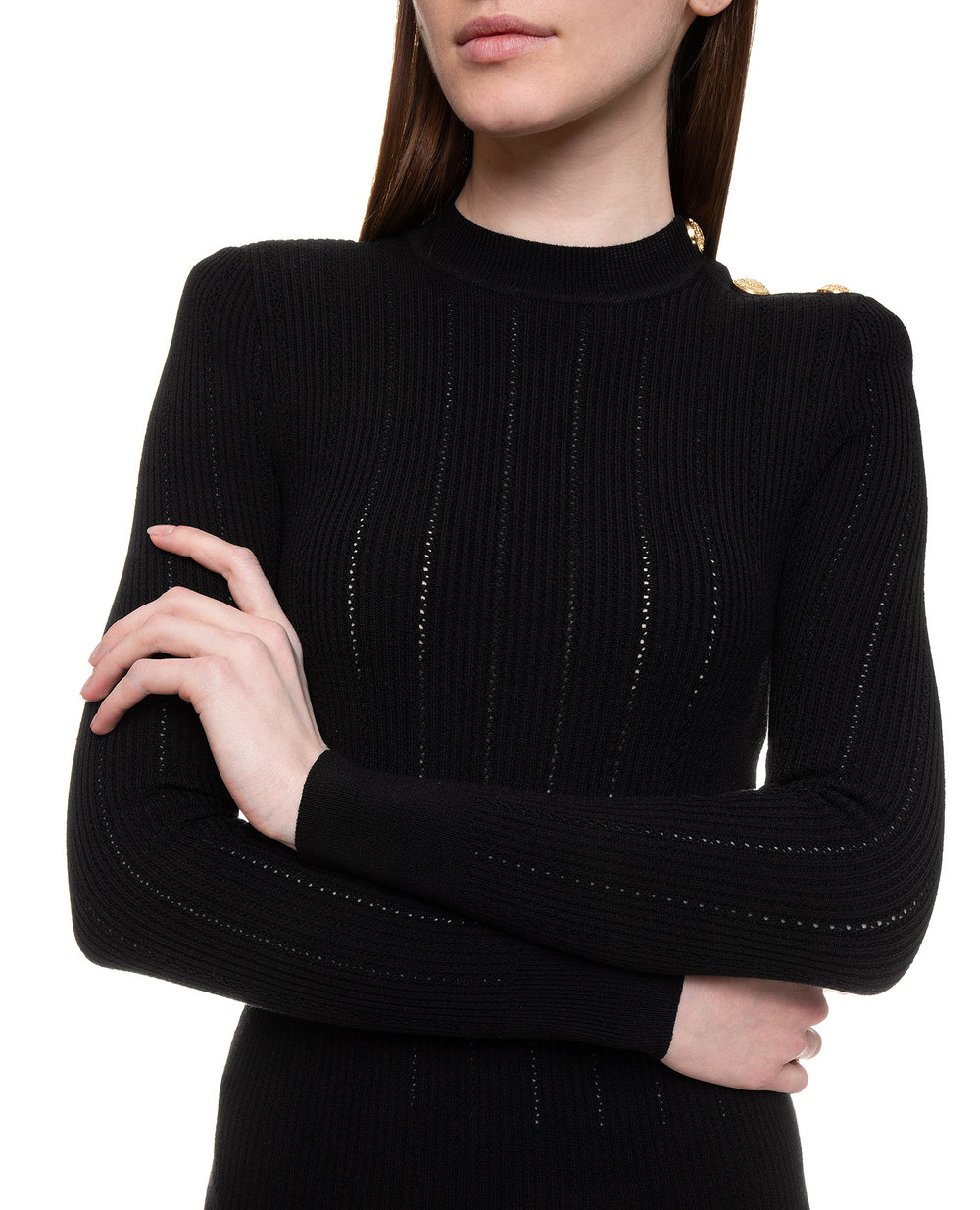Вовняна сукня Balmain 143745-K014, чорний колір • Купити в інтернет-магазині Kameron