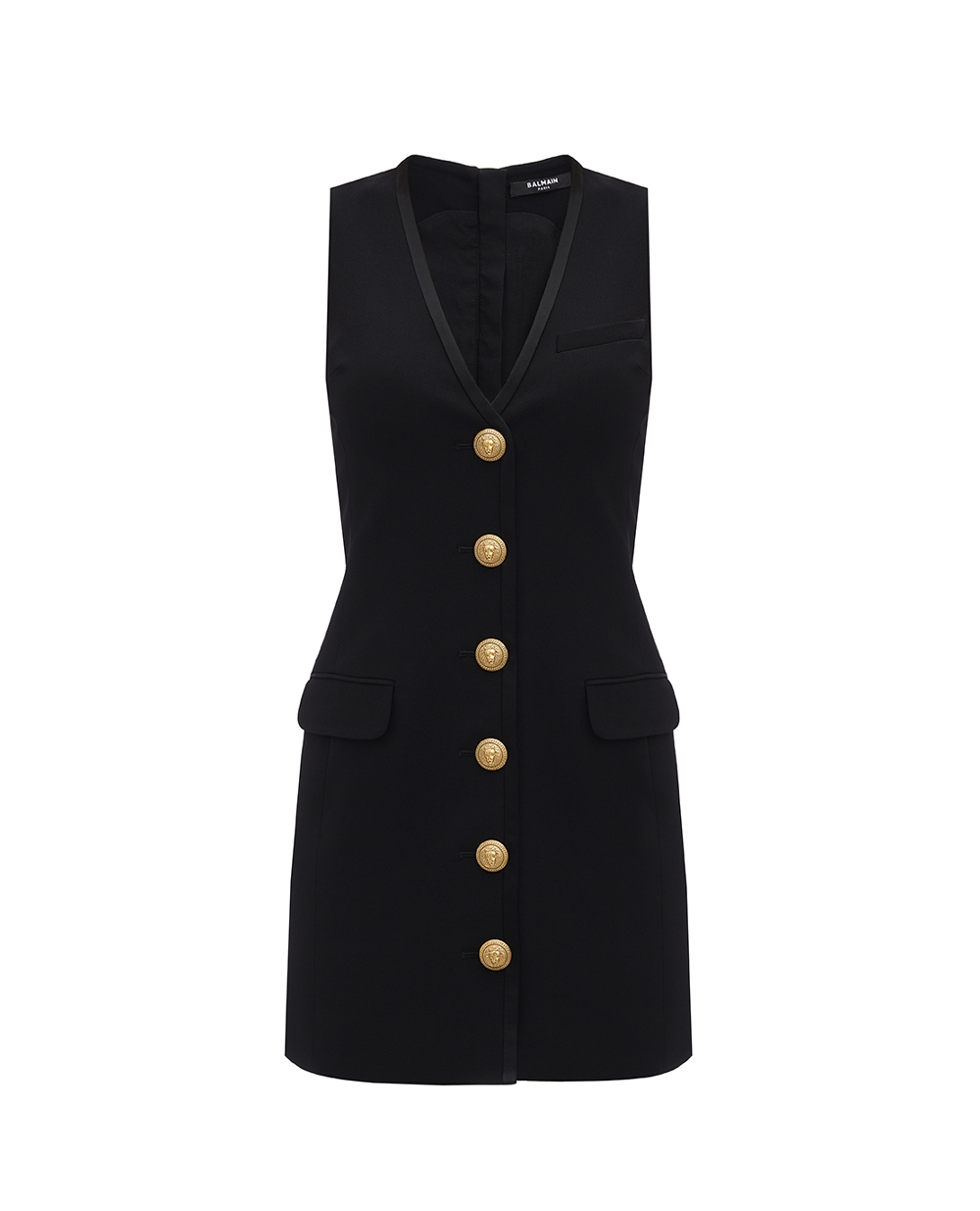 Вискозное платье Balmain BF1R5534MB01, черный цвет • Купить в интернет-магазине Kameron