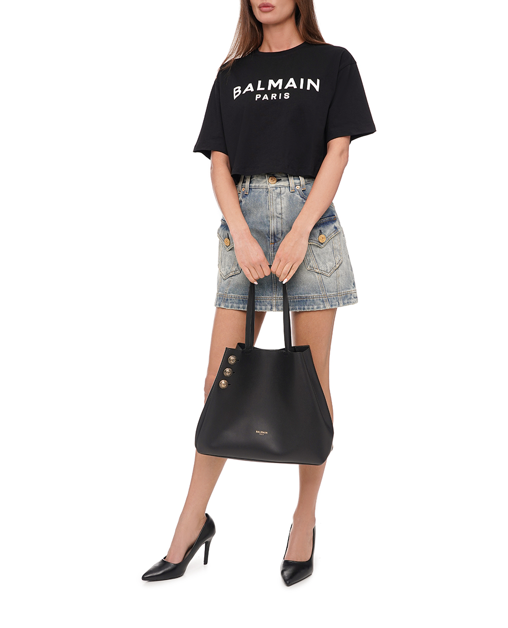 Кожаная сумка Embleme Balmain BN0FE836LARN, черный цвет • Купить в интернет-магазине Kameron