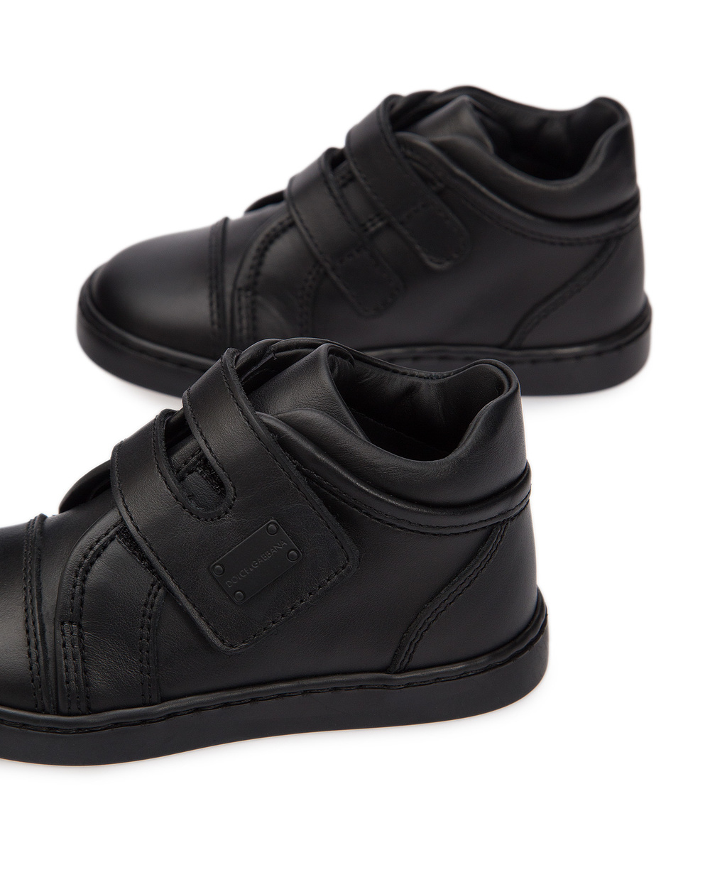 Детские кожаные хайтопы Dolce&Gabbana Kids DN0091-A3444, черный цвет • Купить в интернет-магазине Kameron