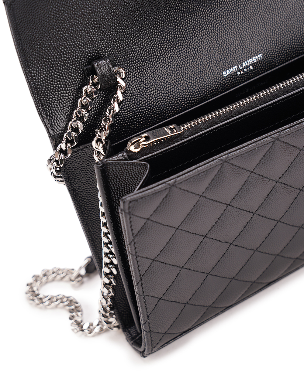 Кожаная сумка Envelope Chain Wallet Saint Laurent 620280-BOW92, черный цвет • Купить в интернет-магазине Kameron