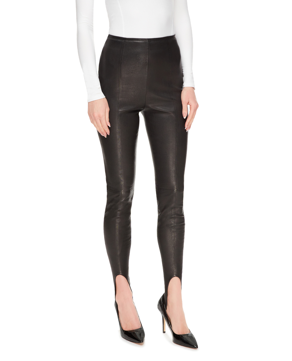 Шкіряні штани Balmain AF1QD025LB99, чорний колір • Купити в інтернет-магазині Kameron