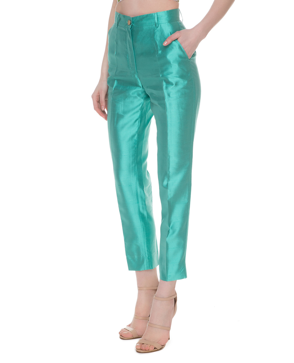 Шовкові штани Dolce&Gabbana FTAM2T-FU1L5, бірюзовий колір • Купити в інтернет-магазині Kameron