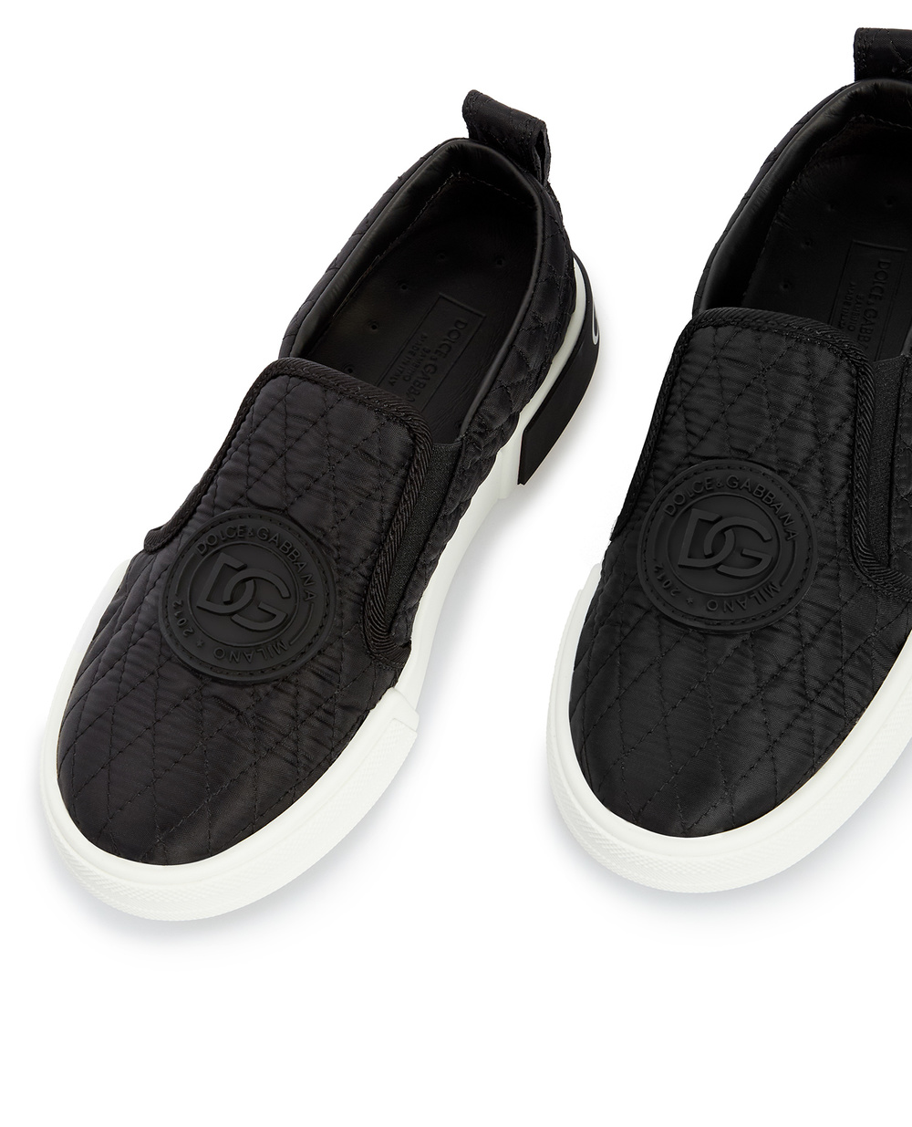 Детские слипоны Dolce&Gabbana Kids D11041-AQ320-M, черный цвет • Купить в интернет-магазине Kameron
