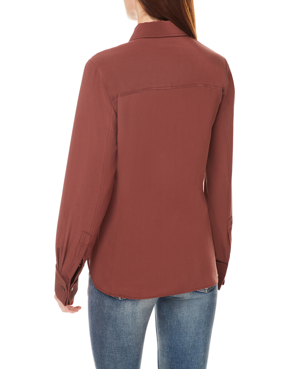 Шовкова блуза Saint Laurent 663493-Y100W, коричневий колір • Купити в інтернет-магазині Kameron