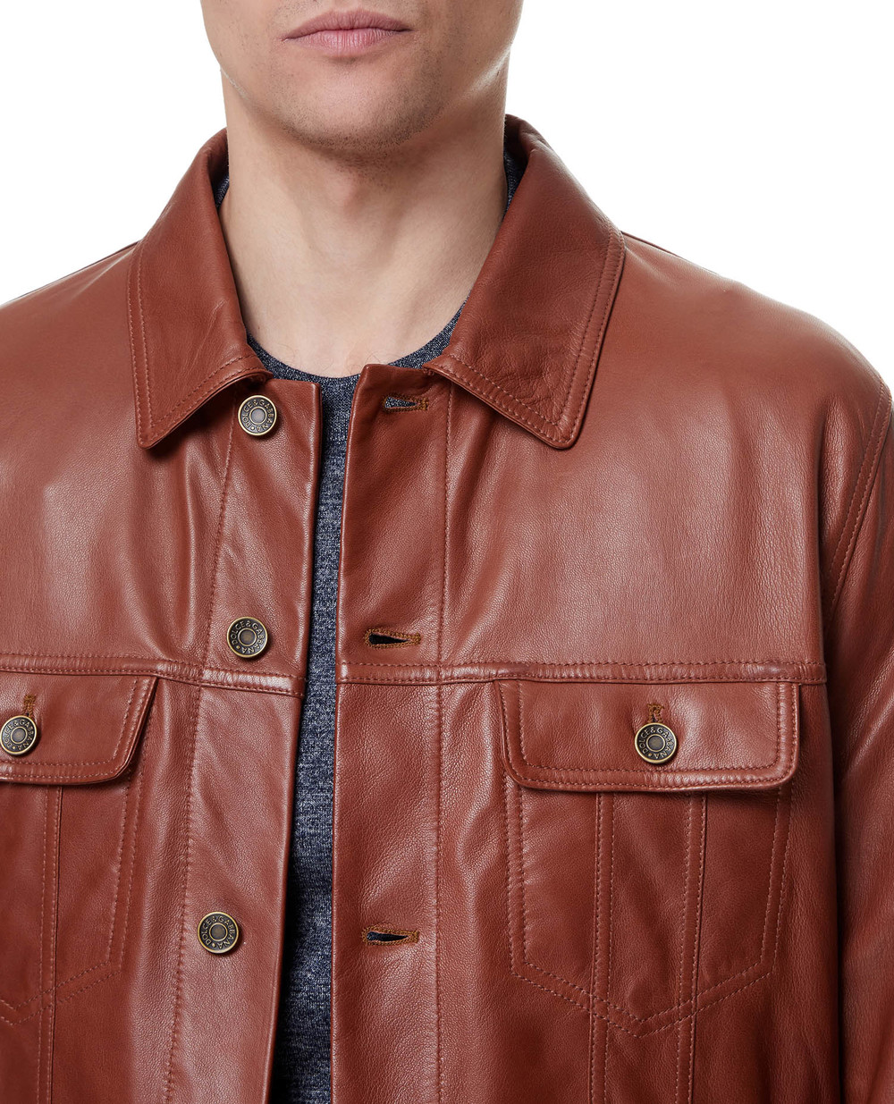 Шкіряна куртка Dolce&Gabbana G9UP1L-HULLZ, коричневий колір • Купити в інтернет-магазині Kameron