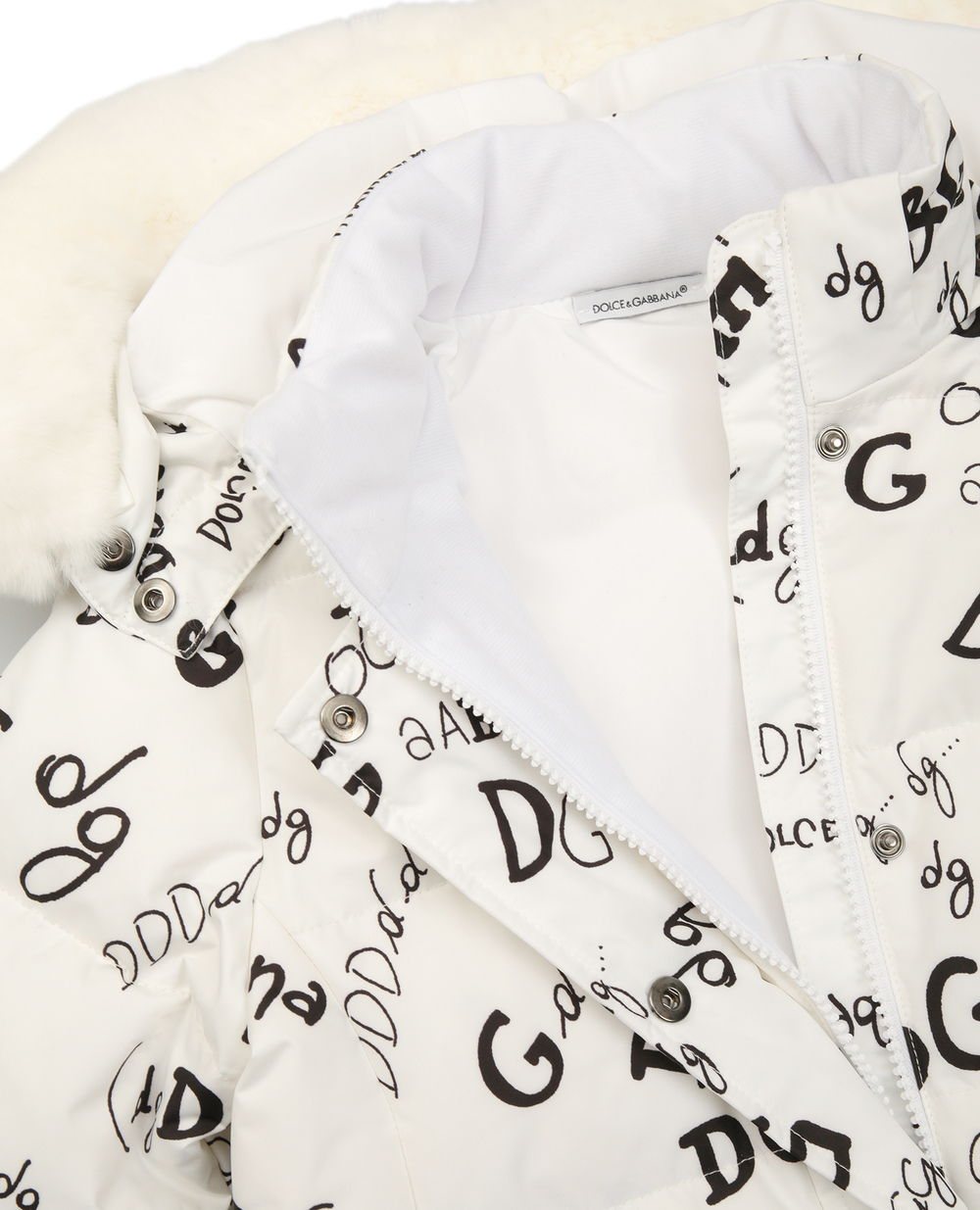Пуховик Dolce&Gabbana Kids L5JBIC-FSSER-B, белый цвет • Купить в интернет-магазине Kameron