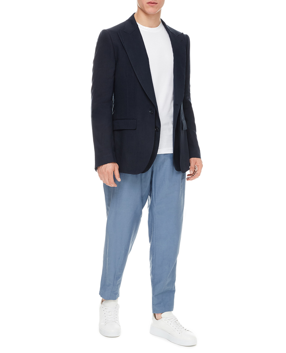 Льняной пиджак Dolce&Gabbana G2PJ5T-FU4IK, темно-синий цвет • Купить в интернет-магазине Kameron