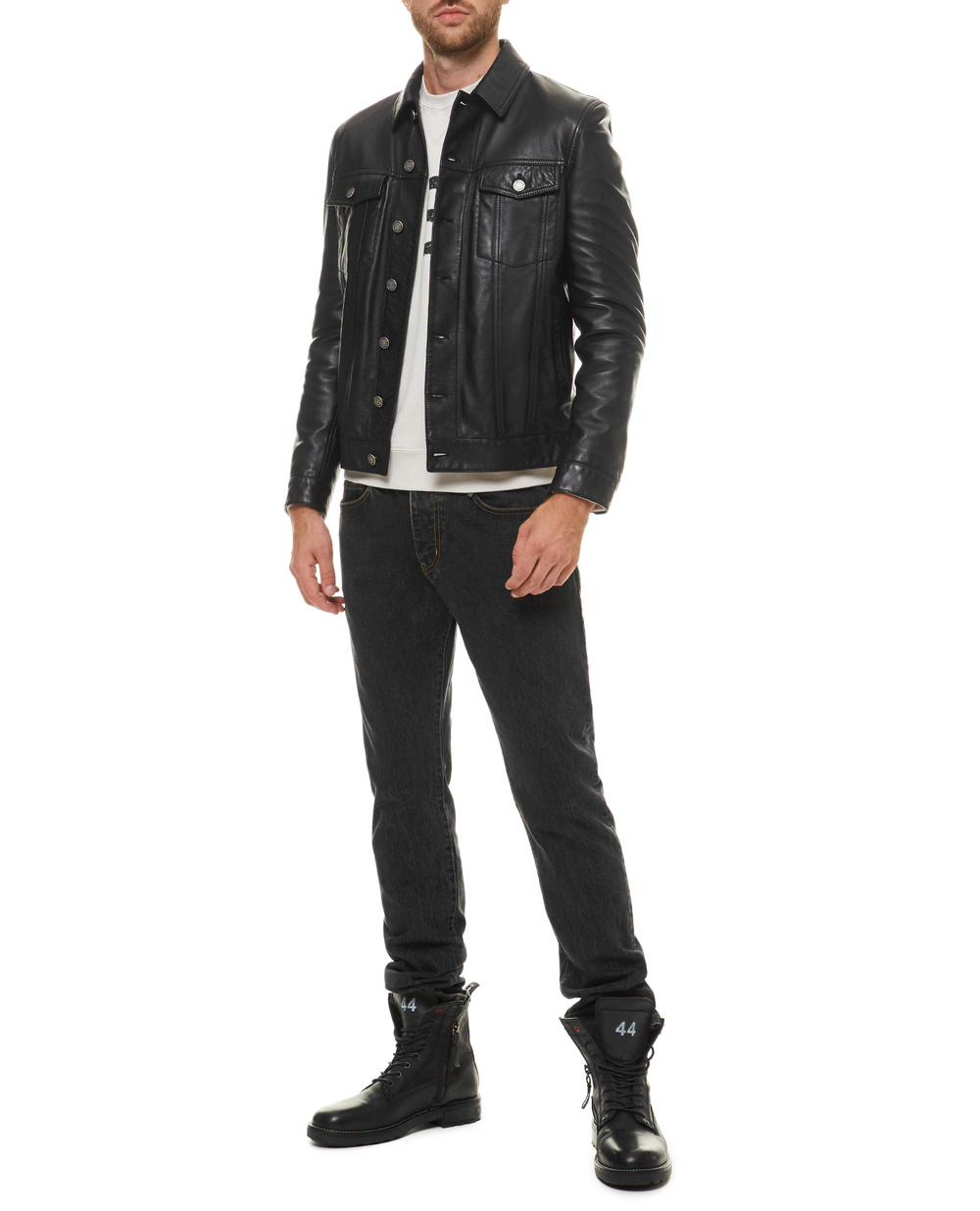 Шкіряна куртка Saint Laurent 529949-YC2OC, чорний колір • Купити в інтернет-магазині Kameron