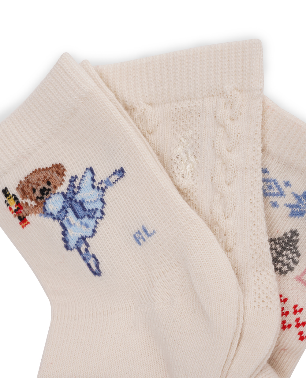 Дитячі шкарпетки Polo Bear (3 пари) Polo Ralph Lauren Kids 445927586001, молочний колір • Купити в інтернет-магазині Kameron