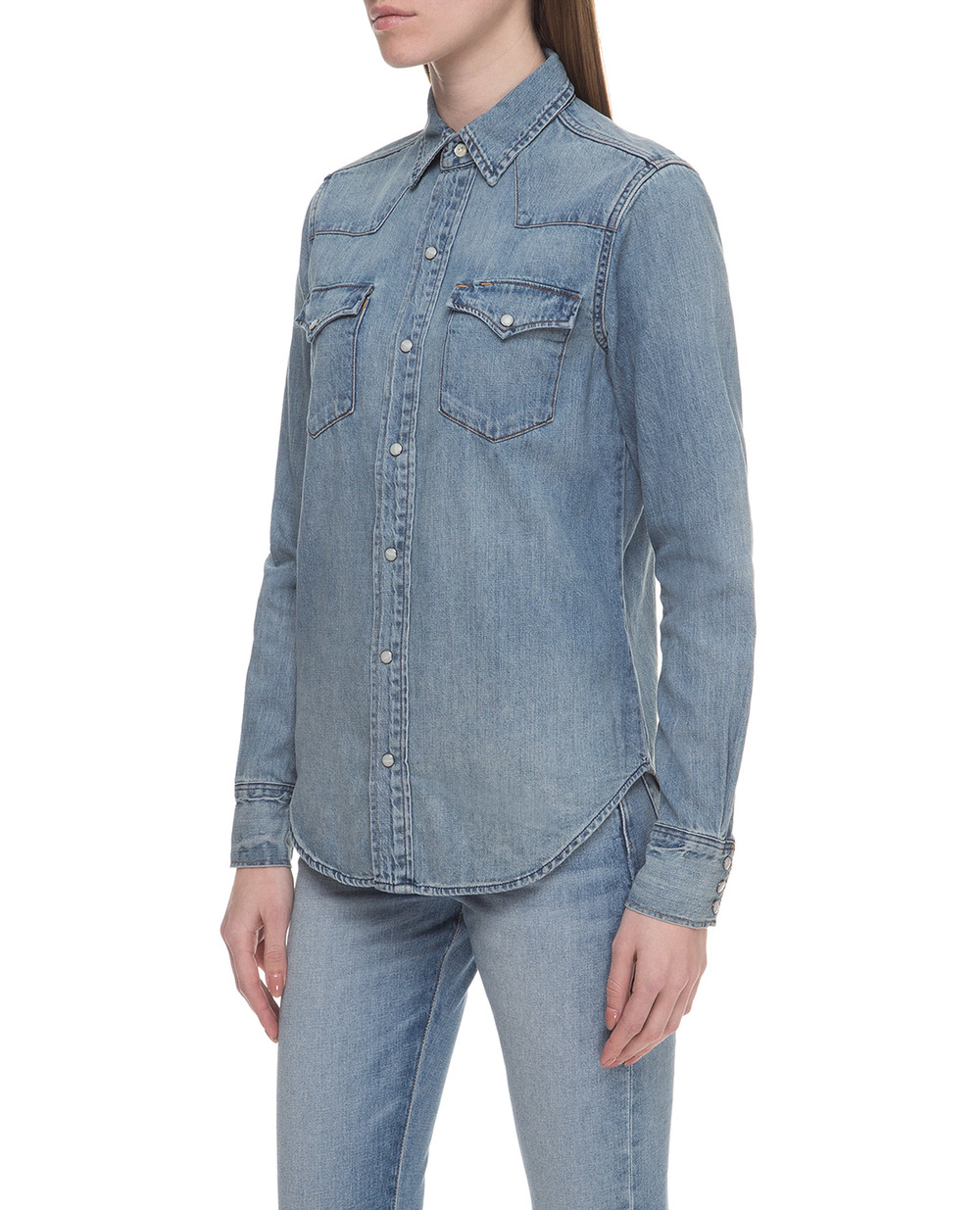 Джинсовая рубашка Polo Ralph Lauren 211750495001, голубой цвет • Купить в интернет-магазине Kameron