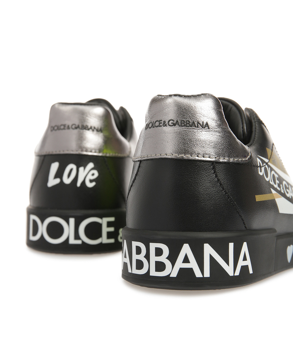 Кожаные сникеры Portofino Dolce&Gabbana Kids DA0678-AZ921-M, черный цвет • Купить в интернет-магазине Kameron