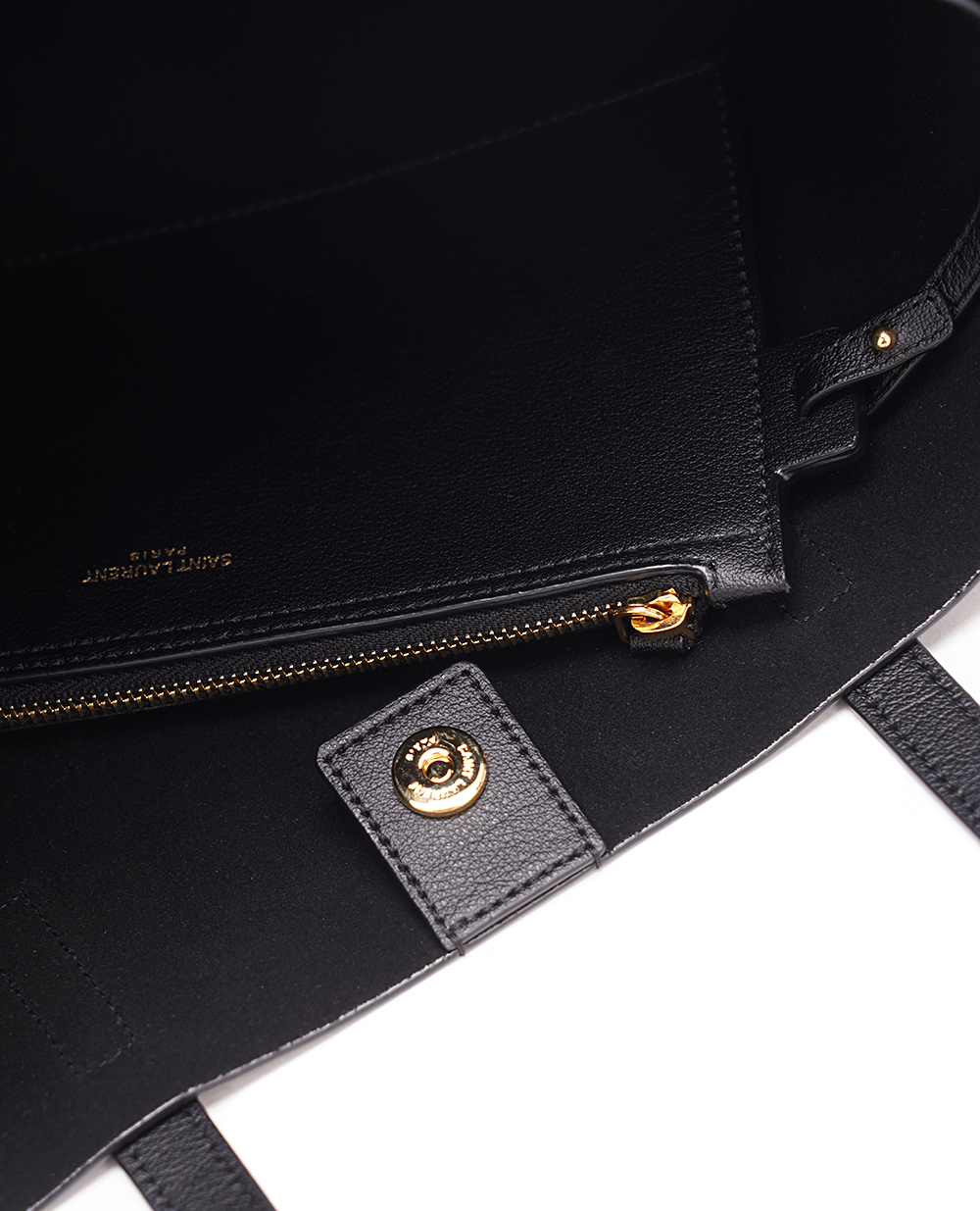 Кожаная сумка Shopping Bag Saint Laurent 600306-CSV0J, черный цвет • Купить в интернет-магазине Kameron