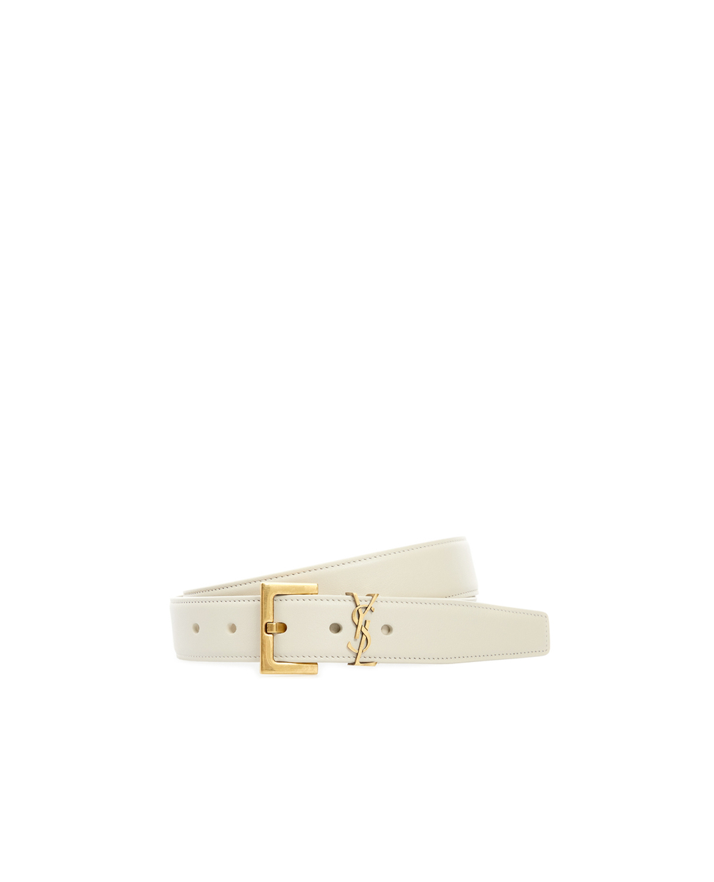 Кожаный ремень Saint Laurent 634437-BOO0W, белый цвет • Купить в интернет-магазине Kameron