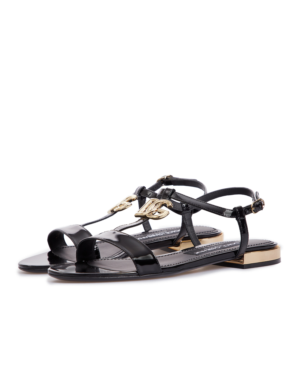 Кожаные сандалии Polished Dolce&Gabbana CQ0487-A1037, черный цвет • Купить в интернет-магазине Kameron
