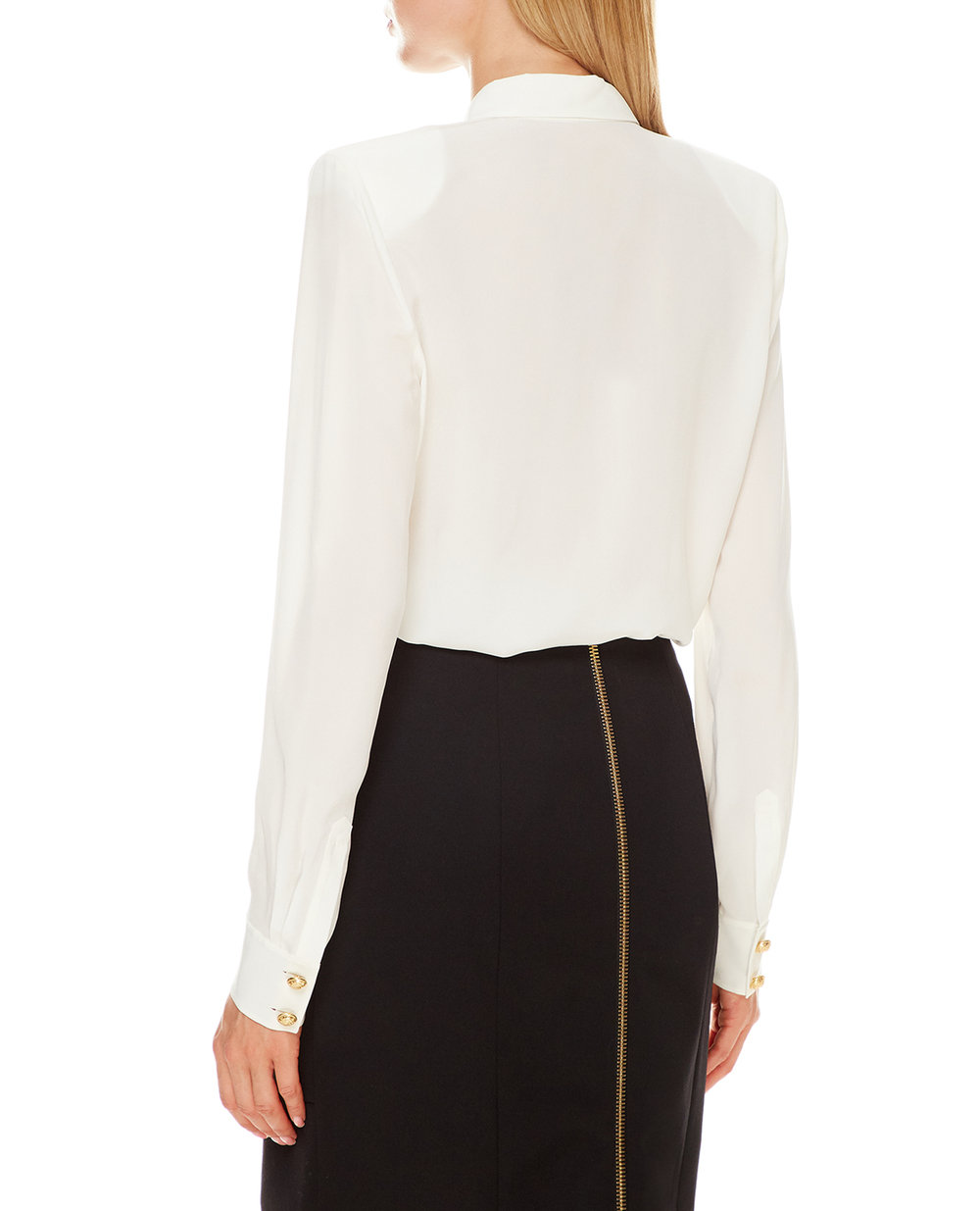 Шелковая блуза Balmain WF1HS050120S, белый цвет • Купить в интернет-магазине Kameron