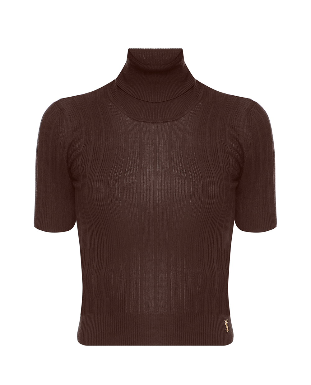 Шелковый топ Cassandre Saint Laurent 705377-Y75PY, коричневый цвет • Купить в интернет-магазине Kameron