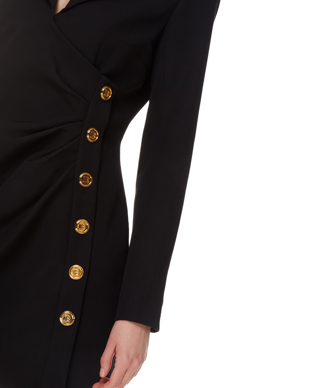 Вовняна сукня Balmain XF1R9970WB05, чорний колір • Купити в інтернет-магазині Kameron