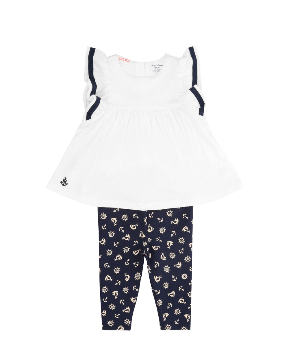 Детский костюм (топ, брюки) Polo Ralph Lauren Kids 310738441001, белый цвет • Купить в интернет-магазине Kameron