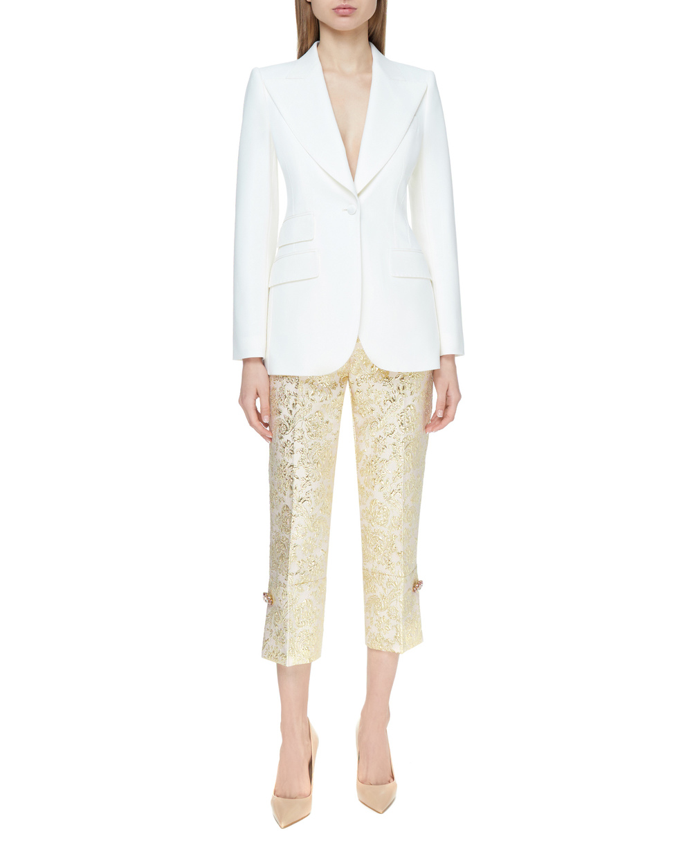 Шерстяной жакет Dolce&Gabbana F29DOT-FUCCS, белый цвет • Купить в интернет-магазине Kameron