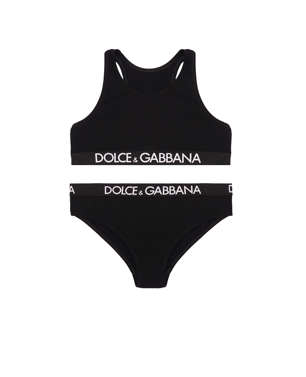 Дитячий комплект білизни (топ, трусики) Dolce&Gabbana Kids L5J713-FUGNE, чорний колір • Купити в інтернет-магазині Kameron