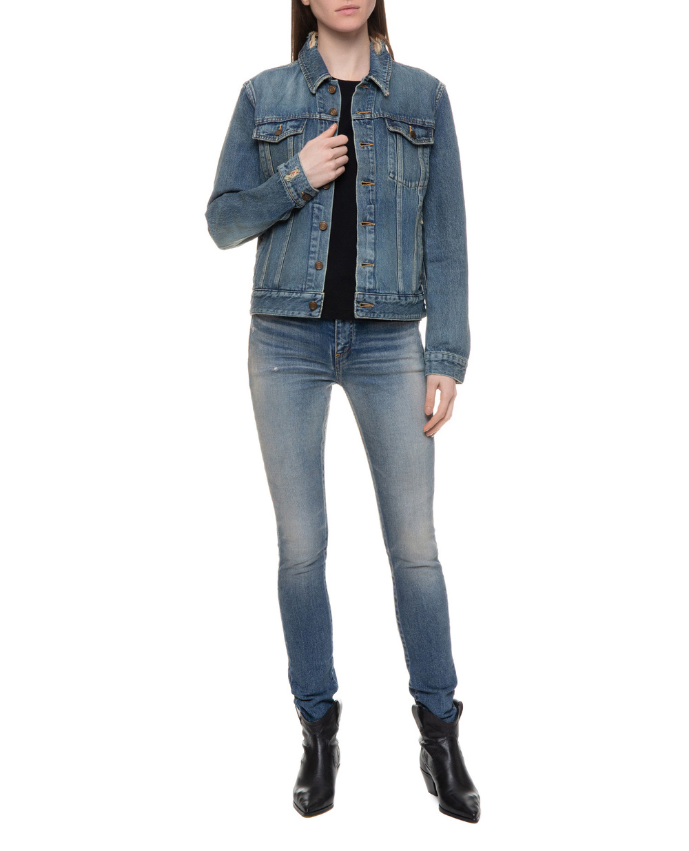 Джинсовая куртка Saint Laurent 557353-Y962T, синий цвет • Купить в интернет-магазине Kameron