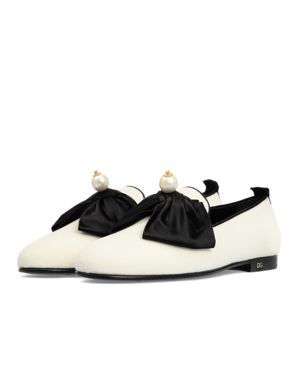 Бархатные слиперы Young Queen Dolce&Gabbana CP0139-AJ341, белый цвет • Купить в интернет-магазине Kameron