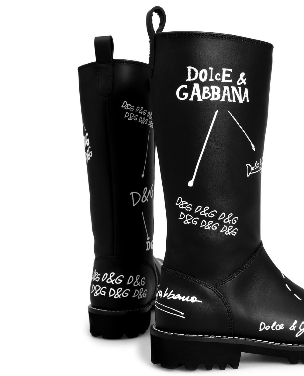 Шкіряні чоботи Dolce&Gabbana D10958-AH813-S, чорний колір • Купити в інтернет-магазині Kameron