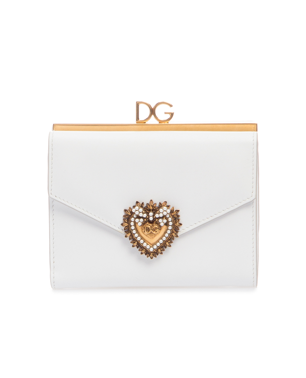 Кожаный кошелек Devotion Dolce&Gabbana BI1067-AV893, белый цвет • Купить в интернет-магазине Kameron