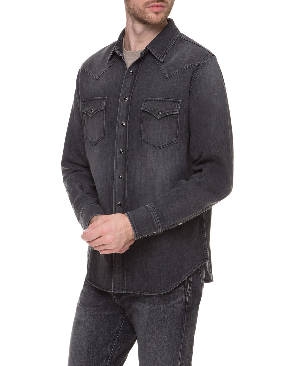 Джинсовая рубашка Saint Laurent 579104-Y956U, серый цвет • Купить в интернет-магазине Kameron
