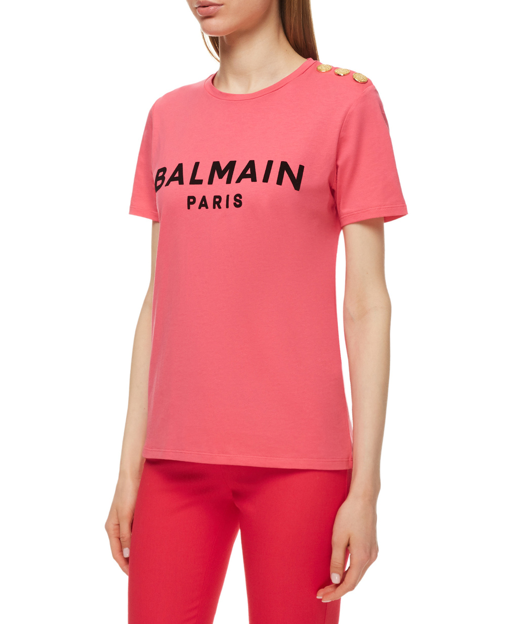 Футболка Balmain VF0EF005B044, рожевий колір • Купити в інтернет-магазині Kameron