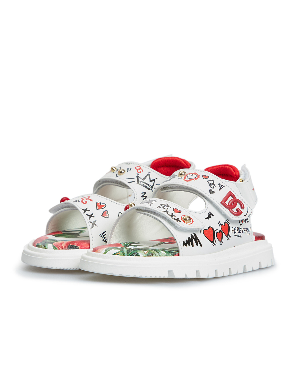 Детские кожаные сандалии Dolce&Gabbana Kids D20079-AS128, белый цвет • Купить в интернет-магазине Kameron