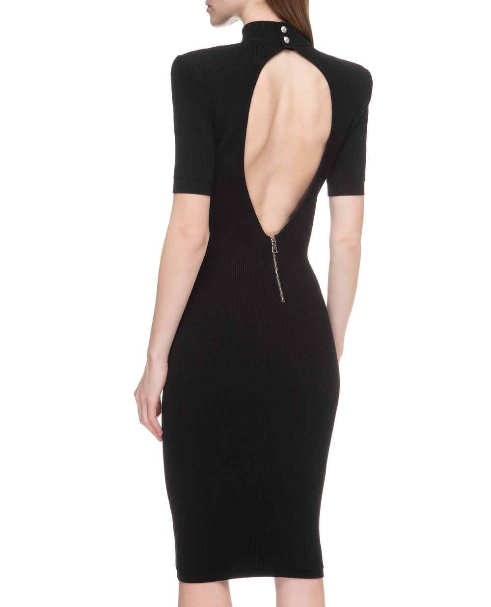 Шерстяное платье Balmain SF26372K488, черный цвет • Купить в интернет-магазине Kameron