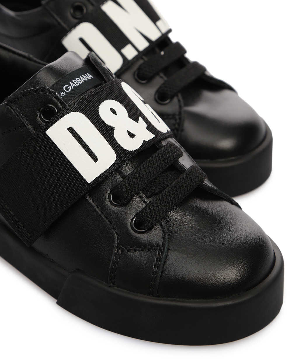 Кожаные сникеры First Steps Portofino Dolce&Gabbana Kids DN0118-AK692, черный цвет • Купить в интернет-магазине Kameron