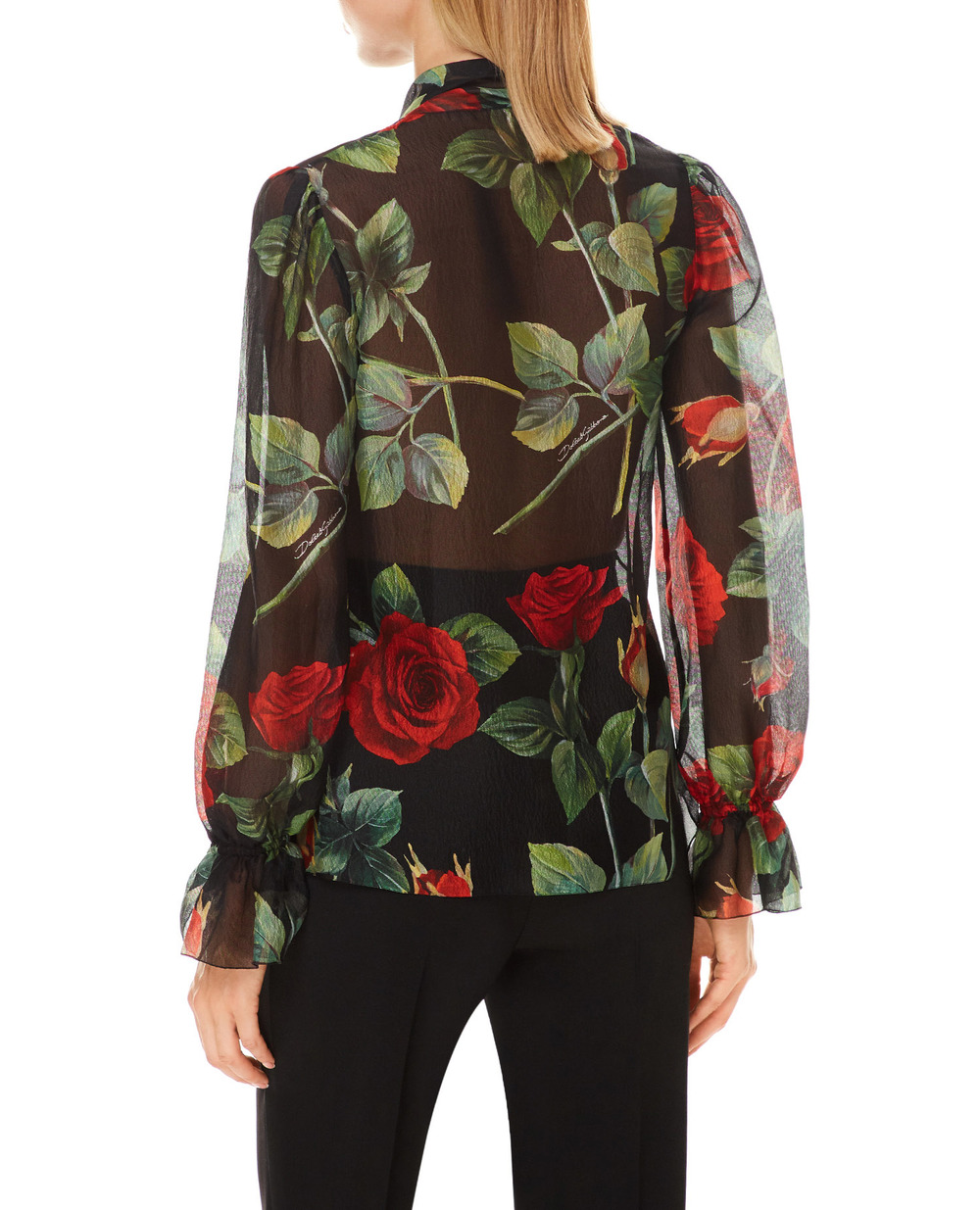 Шелковая блуза Dolce&Gabbana F5N69T-IS1JB, черный цвет • Купить в интернет-магазине Kameron