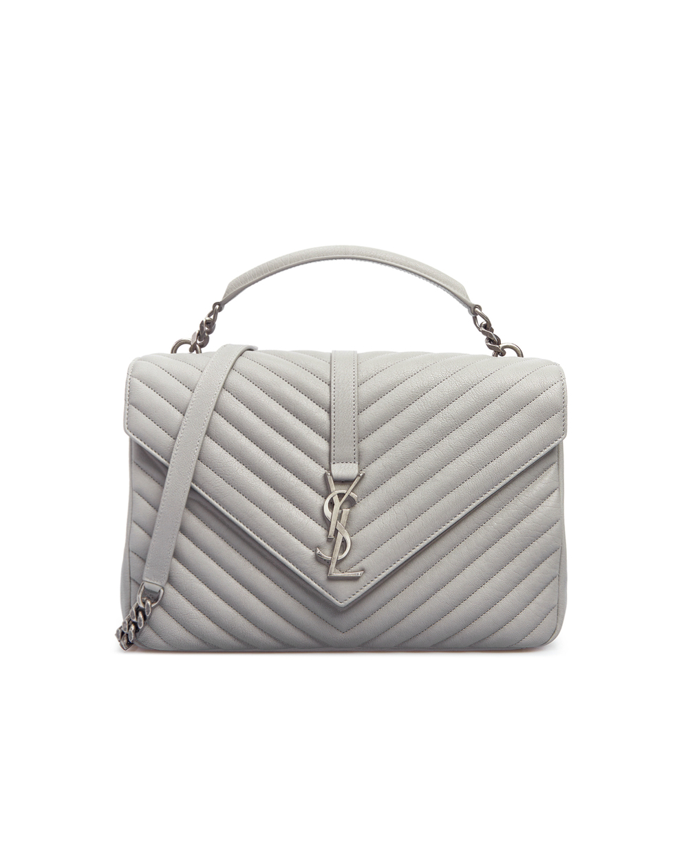 Кожаная сумка College  Saint Laurent 600278-BRM04, серый цвет • Купить в интернет-магазине Kameron