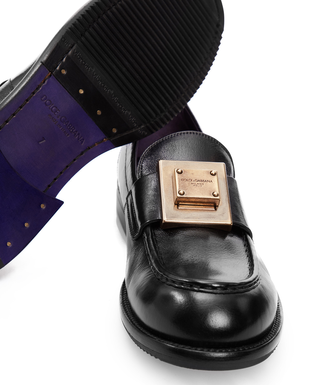 Шкіряні лофери Dolce&Gabbana A30141-AO821, чорний колір • Купити в інтернет-магазині Kameron