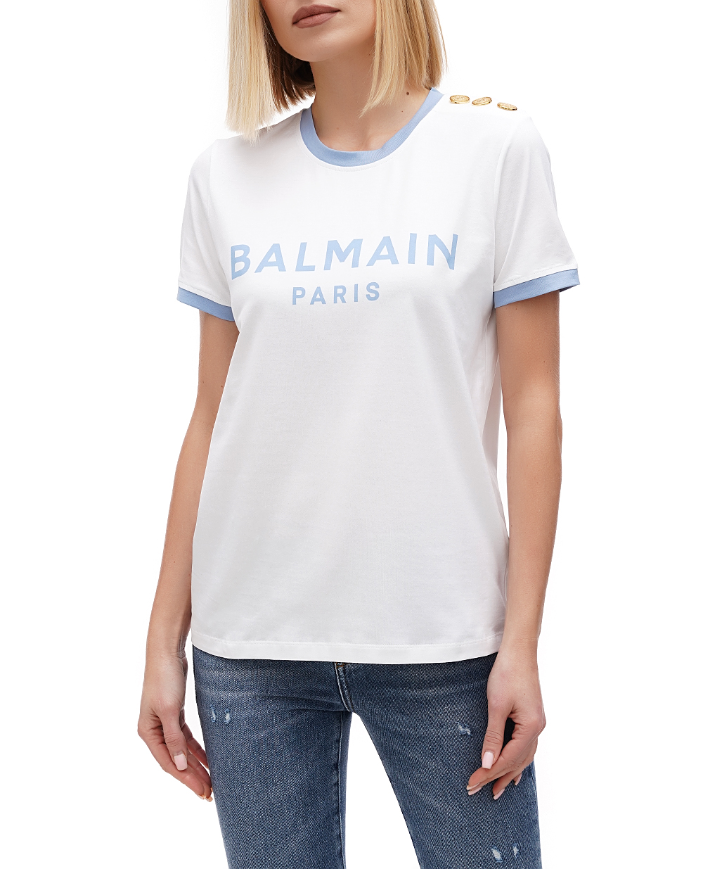 Футболка Balmain CF1EF006BB02, белый цвет • Купить в интернет-магазине Kameron