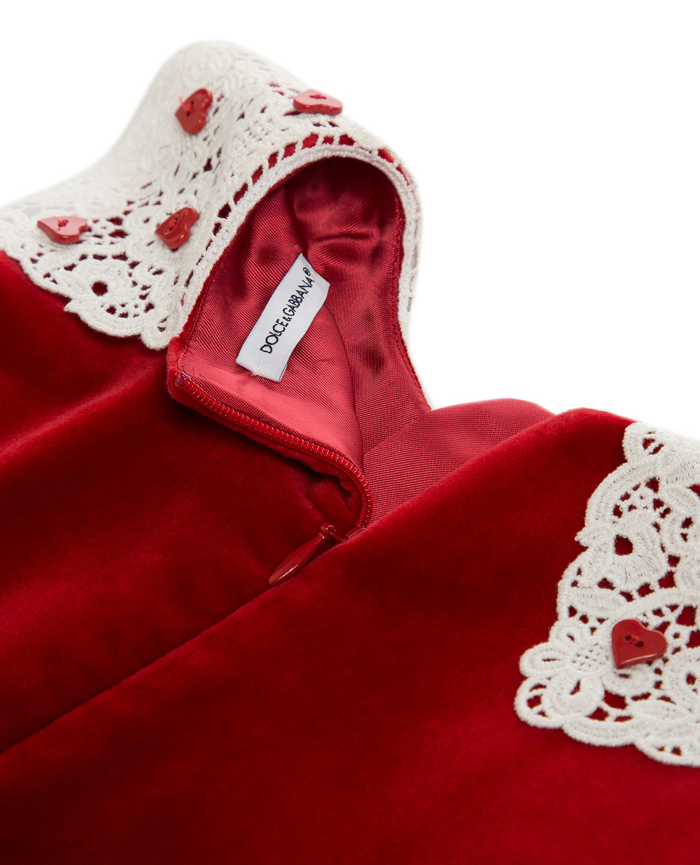 Бархатное платье Dolce&Gabbana Kids L59D93-FUWBN-S, красный цвет • Купить в интернет-магазине Kameron