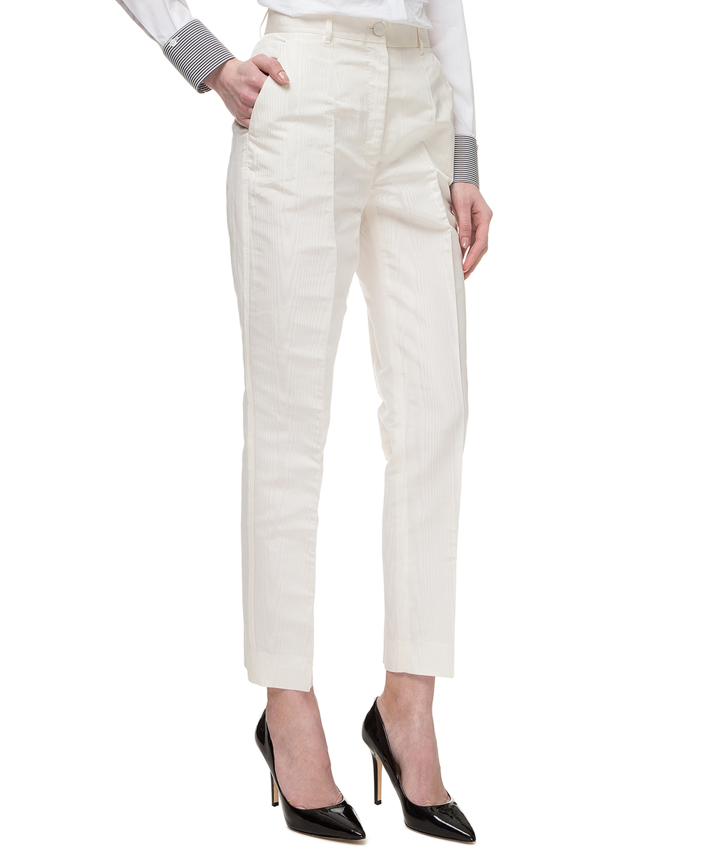 Шелковые брюки Dolce&Gabbana FTAM2T-FU1CJ, бежевый цвет • Купить в интернет-магазине Kameron