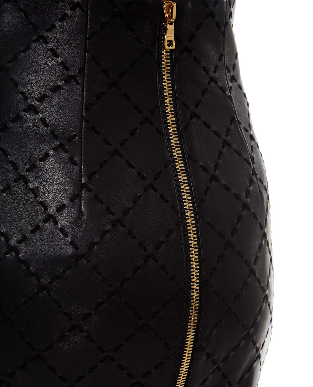 Кожаная юбка Balmain UF14300L027, черный цвет • Купить в интернет-магазине Kameron