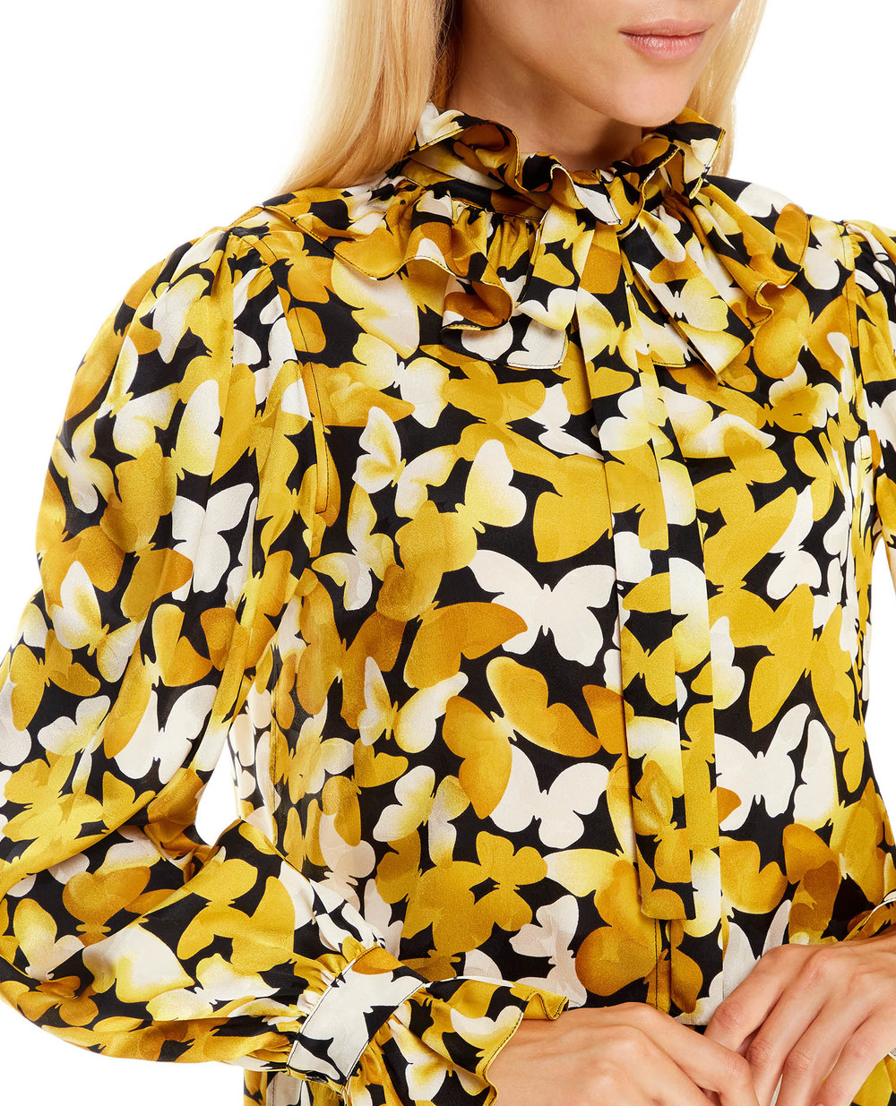 Шелковая блуза Saint Laurent 655326-Y6C13, желтый цвет • Купить в интернет-магазине Kameron