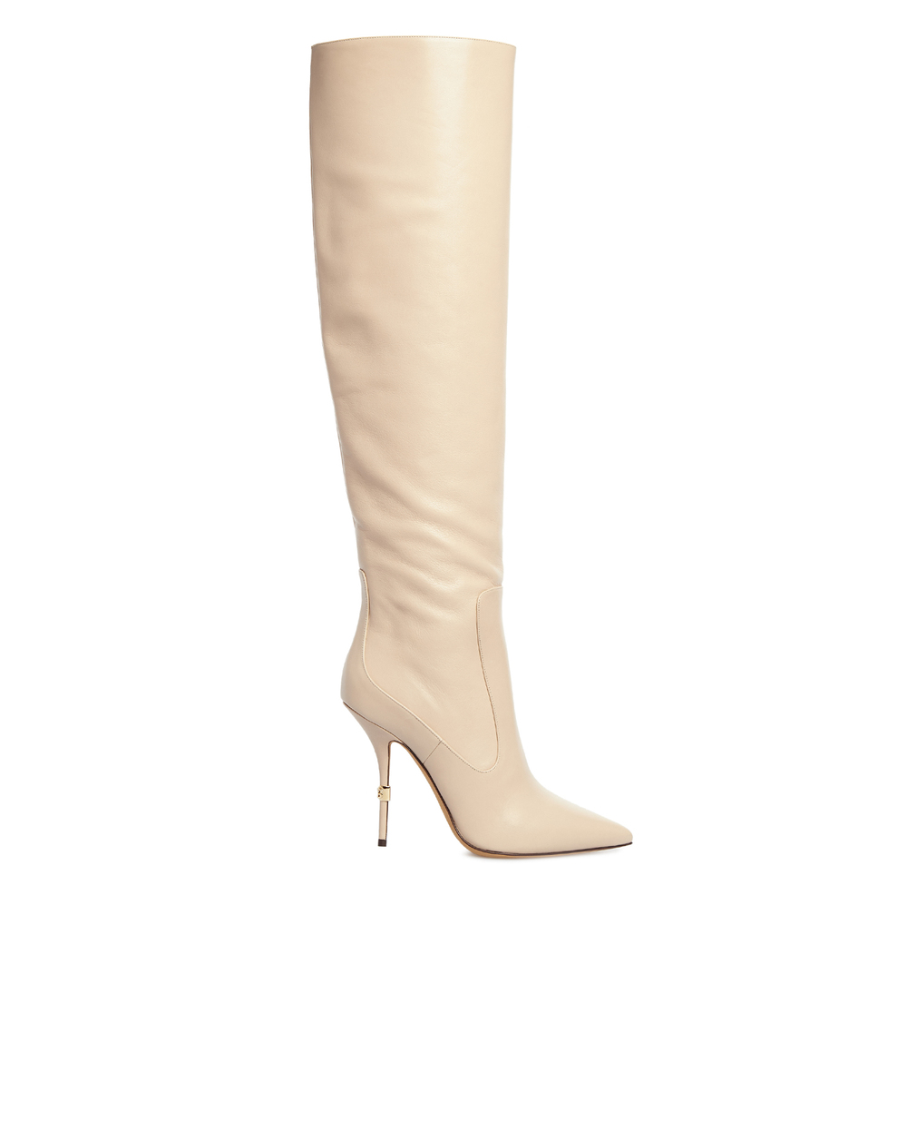 Шкіряні ботфорти Dolce&Gabbana CU0677-AW695, бежевий колір • Купити в інтернет-магазині Kameron