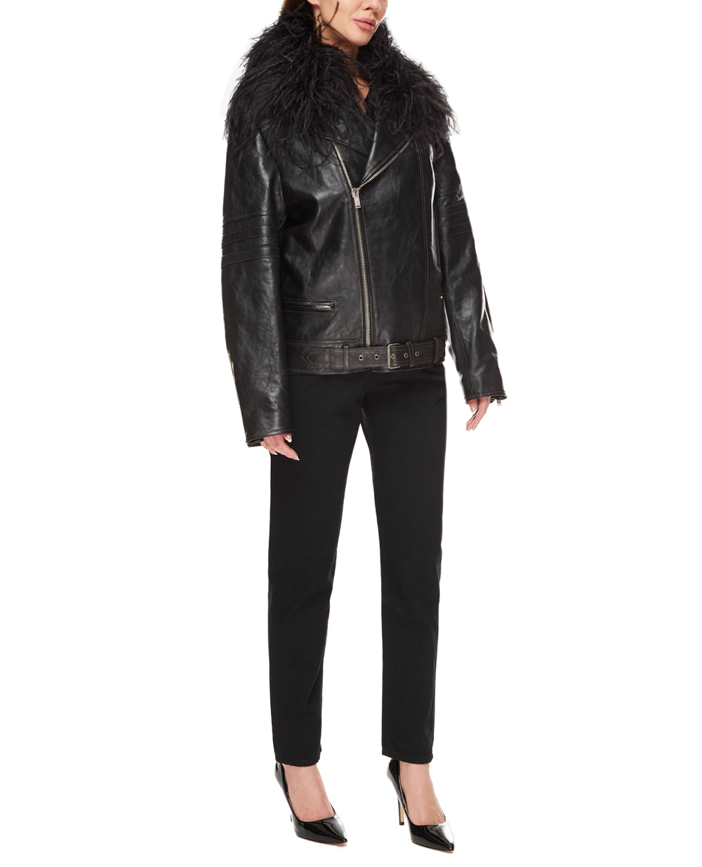 Кожаная куртка Saint Laurent 706408-YCKG2, черный цвет • Купить в интернет-магазине Kameron